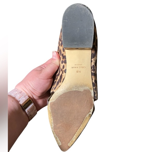 Cole Haan Calf Hair Pointed Toe Leopard Print Flats Size 9.5 - Picture 3 of 8